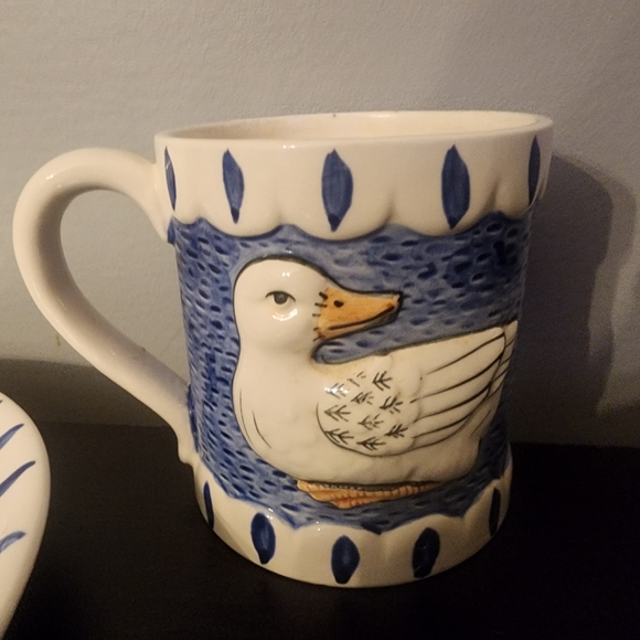 2 Vintage “DUCK” Ceramic Plates and 1 Mug by SIGMA THE TASTESETTER Blue /White - Picture 6 of 8